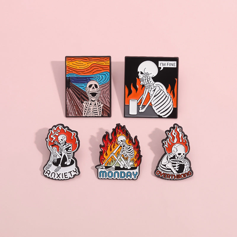 Creative Skull Cartoon Halloween Brooch – Unique & Fun Design