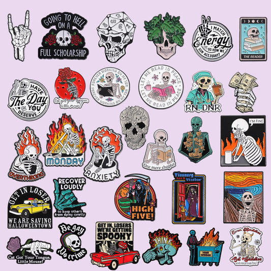 Creative Skull Cartoon Halloween Brooch – Unique & Fun Design