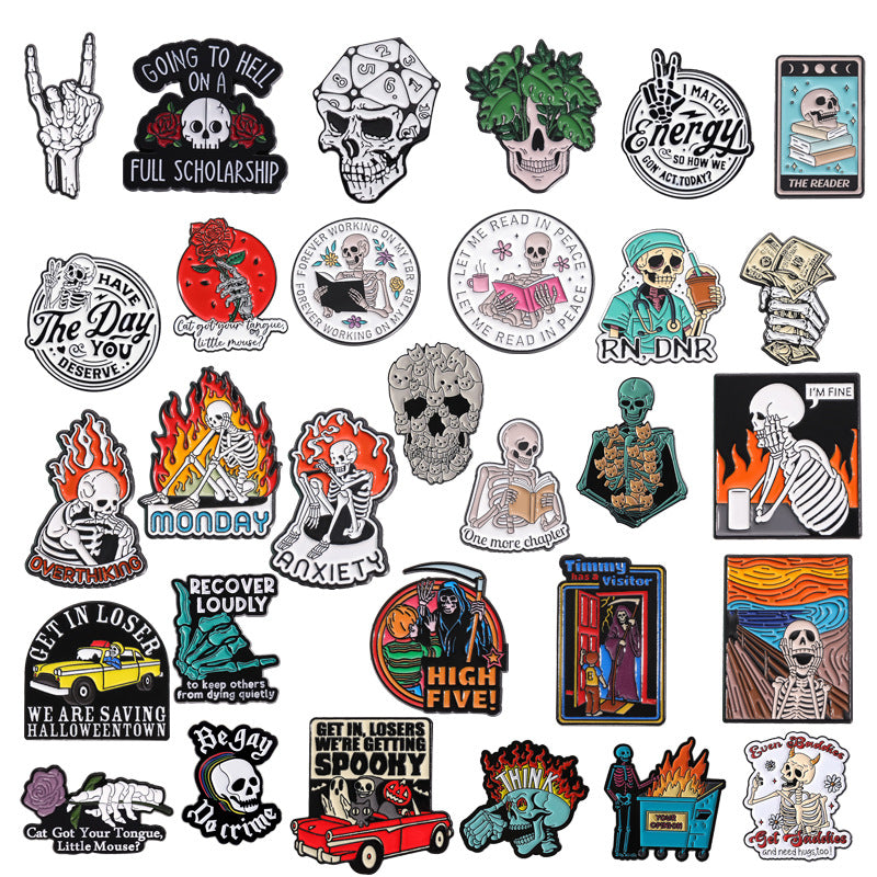 Creative Skull Cartoon Halloween Brooch – Unique & Fun Design