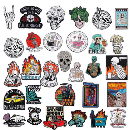 Creative Skull Cartoon Halloween Brooch – Unique & Fun Design