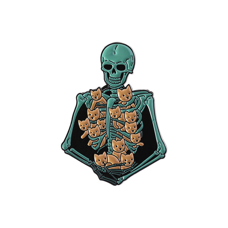 Creative Skull Cartoon Halloween Brooch – Unique & Fun Design